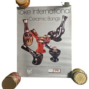 Vintage 1978 Toke International Ceramic Bongs 17x22 Promo Poster Art Advert